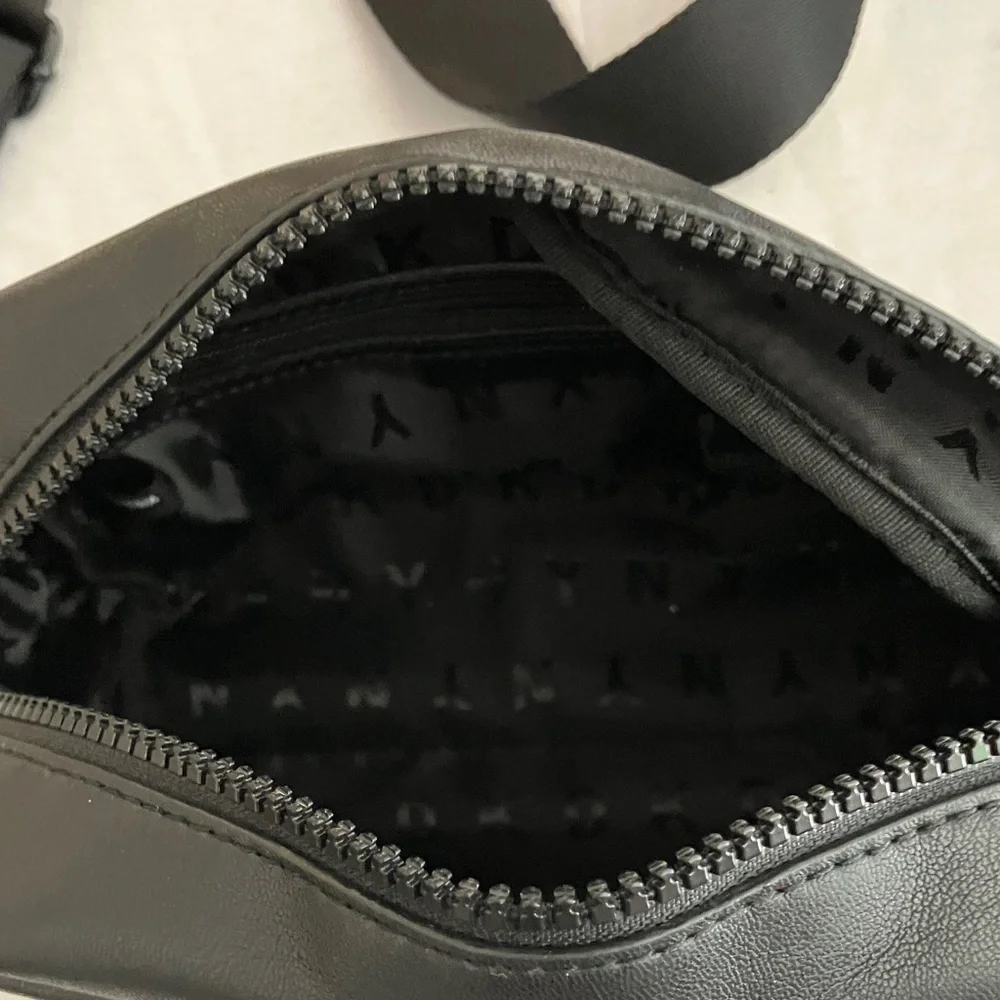 Dkny Black Leather Belt Bag with Embossed Logo